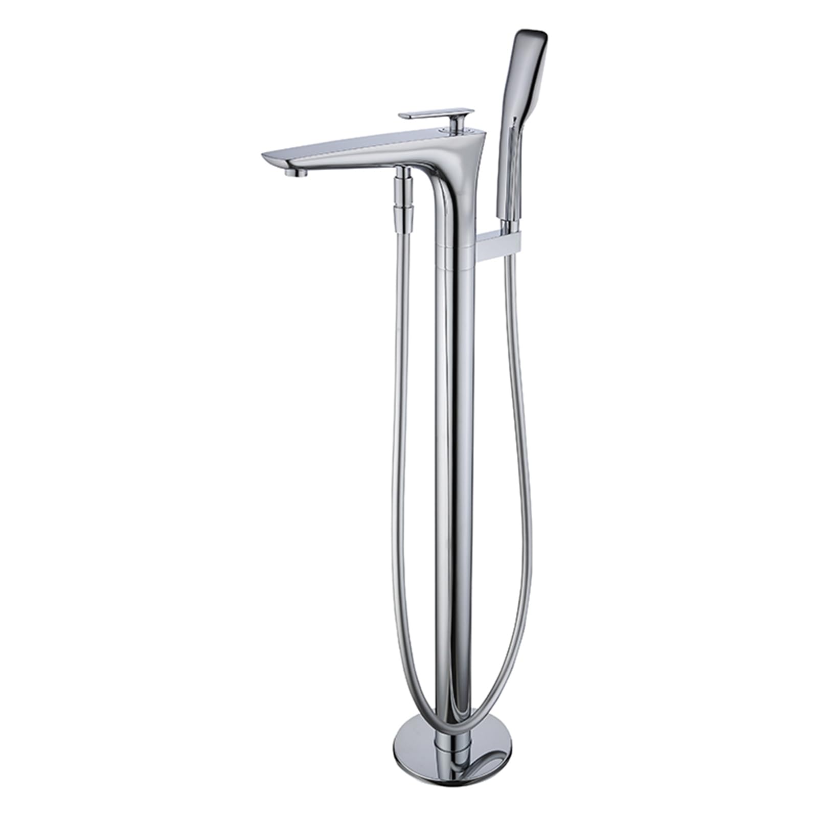 HADECOLL Floor Standing Bath Taps Hot And Cold Freestanding Bath Shower Mixer Tap Brass, Chrome