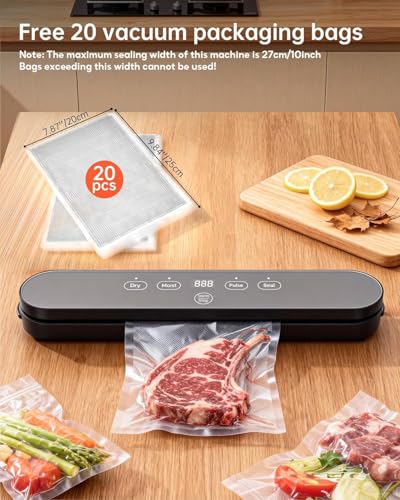 75kPa Vacuum Sealer Machine Compact Vacuum Sealer for Food 4 in 1 Food Sealer Digital Time - image 7