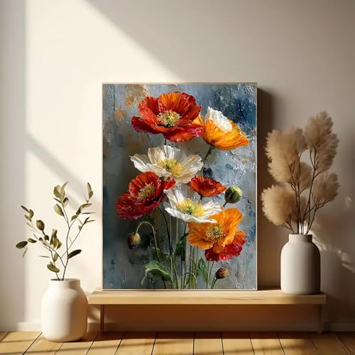 Image of Eiazuiks Stamping Cross Stitch Kit, Flower Counting Cross Stitch Kit for Adult Beginners, Full Line DIY Stitching Kit for Home Decor Cross Stitch Patterns 12x16 inches