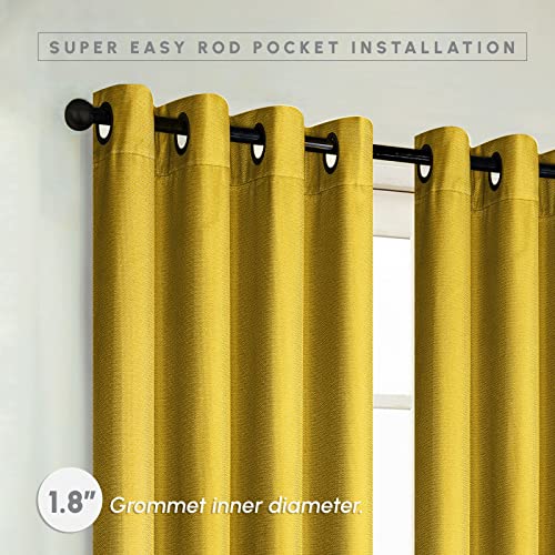 Elegant Comfort Blackout Grommet Top Curtains - 2 Panels Set - Window Treatment, Thermal Insulated, Room Darkening, Energy Saving Window Drapes For Living Room (Set Of 2) - W54 X 63Inch, Yellow #TOP4