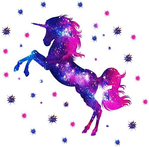Wajade Unicorn Wall Stickers for Girls Bedroom Galaxy Unicorn Wall Decal Stickers for Kids Removable Wallpaper Decals Art for Children Bedrooms Nursery Christmas Birthday Party Decoration