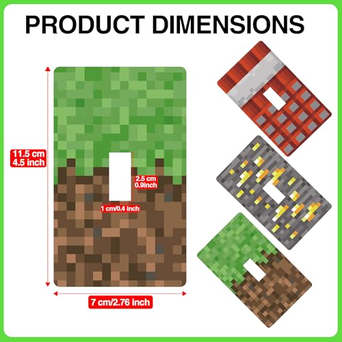 Placa de pared con interruptor eléctrico de 1 banda decorada con adhesivo Pixel Game de 6 piezas 3