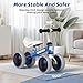 allobebe Baby Balance Bike for 1 Year Old, Toddler First Balance Bike, No Pedal Infant 4 Wheels Baby Walker First Birthday Gift, Mini Bike for 12-24 Months, Shinning Blue