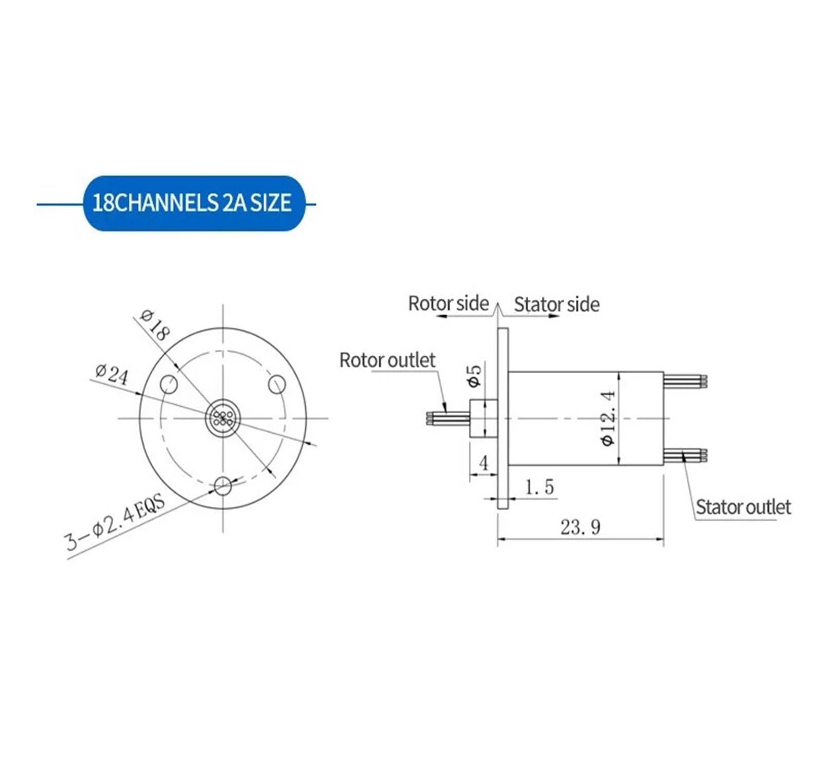 Anillo colector de brida WX12-18PS, conector eléctrico giratorio de 360 ​​grados, 18 vías, 2 A, OD12,4, anillo conductor multivía con anillo colector de tapa