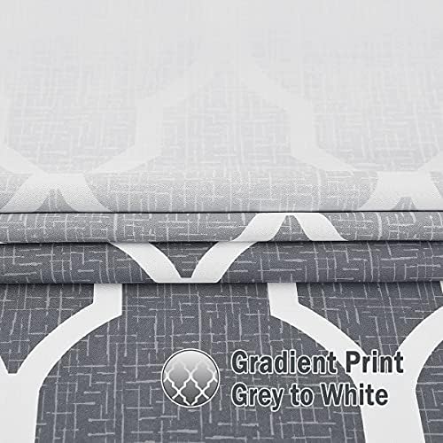 Beauoop Grey Ombre 100% Blackout Curtains 54 Inch Length for Bedroom and Living Room, White Moroccan Patterned Window Treatments, Grommet Top Short Drapes 50" W 2 Panel Sets