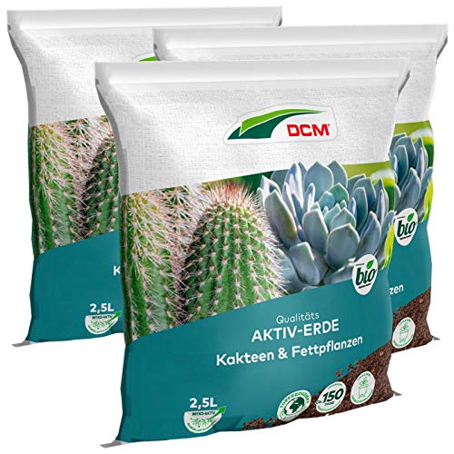 DCM-Cuxin - Terriccio attivo per cactus e piante grasse, confezione risparmio da 3 x 2,5 litri