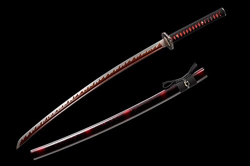 Miniatura 48 de Espada katana tradicional forjada a mano con calor/arcilla templada Katanas auténticas de samurái japonesas auténticas y auténticas de acero al