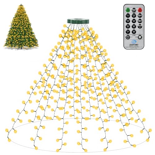 ZAIYW Lichterkette Weihnachtsbaum mit Stecker, 2.5M 16 Stränge 400...