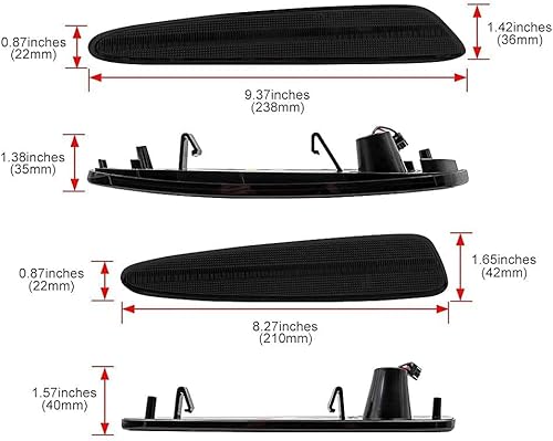 Miniatura 7 de NSLUMO - Luces LED de posición lateral para Chevy Corvette C6 Z06 ZR1 2005-2013, lente ahumada ámbar delantera y trasera, luces rojas C6 de marcador