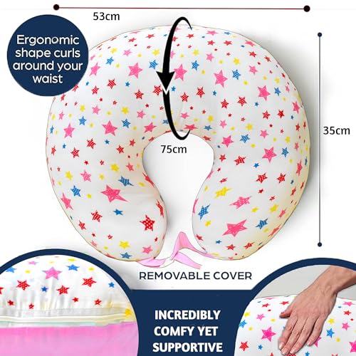 Image of VParents Feeding Pillow, Breast Feeding Pillows Vacuum Packed Cotton Nursing Pillow and Positioner, Breastfeeding, Bottle Feeding, Baby Support Joy (Pink) 110497