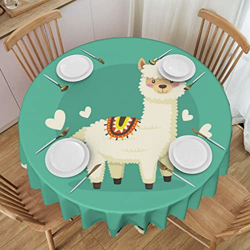 Alpacas Round Decorative Lace Waterproof Tablecloth, 60 Inch Diameter #TOP8