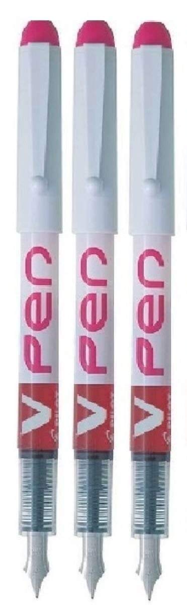 Pilot Pink V Pen Fountain Pen Disposable Medium Line Liquid Ink SVPN-4W (Pack Of 3)