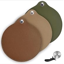 Yeebeny Pizza Wheel Cover, Pizza Steering Wheel Cover Is Suitable for Pizza Knife Protection, Small, Flexible and Easy to Install, Pizza Wheel Protective Cover Is Made of Brown Leather Mud brown