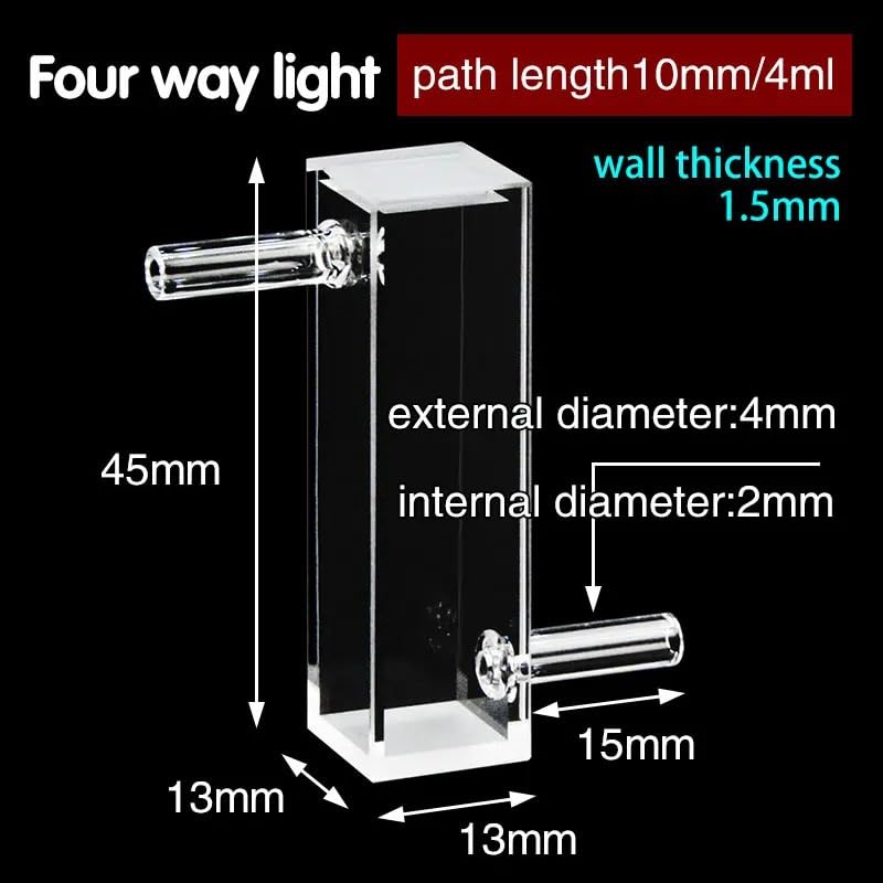 1pcs 10mm Quartz Flow Cuvette Cell 4ml Four Way Light Two Side Tak