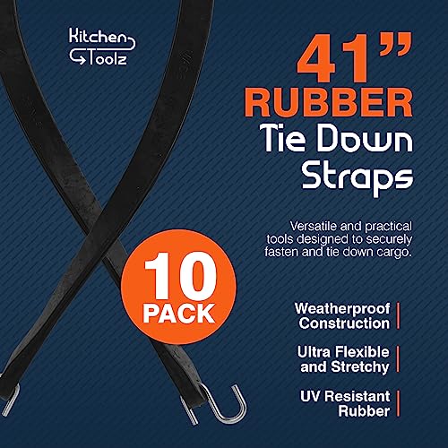Rubber Bungee Cords With Hooks - 41 Inch 10 Pack - Heavy Duty Outdoor Flatbed Tarp Straps Bungie Tie Downs - Natural Rubber #TOP1