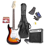 All-in-One Electric Guitar Set: This comprehensive beginner electric guitar package provides everything you need to start playing right out of the box, ideal for new guitarists and enthusiastic learners. Classic S-Style Design: Featuring a sunburst f...