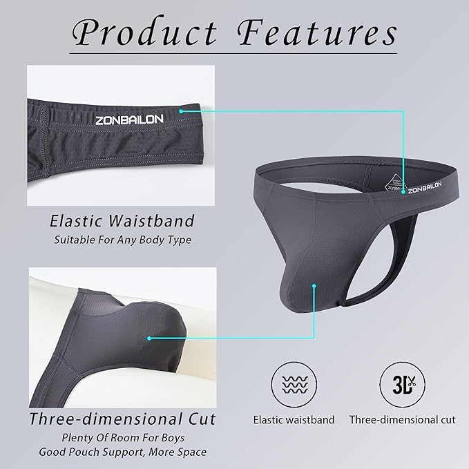 Mens Bulge Pouch Thongs Underwear Sexy Low Rise Striped T-Back Breathable Stretch G Strings3