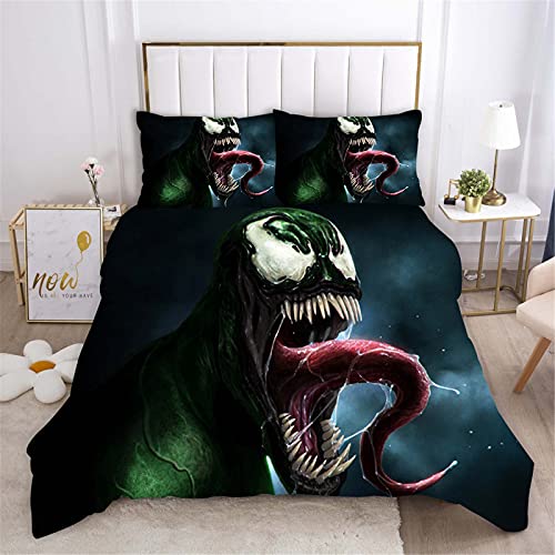 Fgolphd Venom - Juego de ropa de cama infantil Sci-Fi, 100 % microfibra, funda nórdica y funda de...
