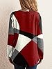 TURWXGSO Jumpers for Women UK Loose Comfy Lightweight Long Sleeve Elegant Crewneck Knit Tops Geometric Print Sweater Casual Pullovers Fleece Color Block Sweater Jumper Tops Plus Size #4