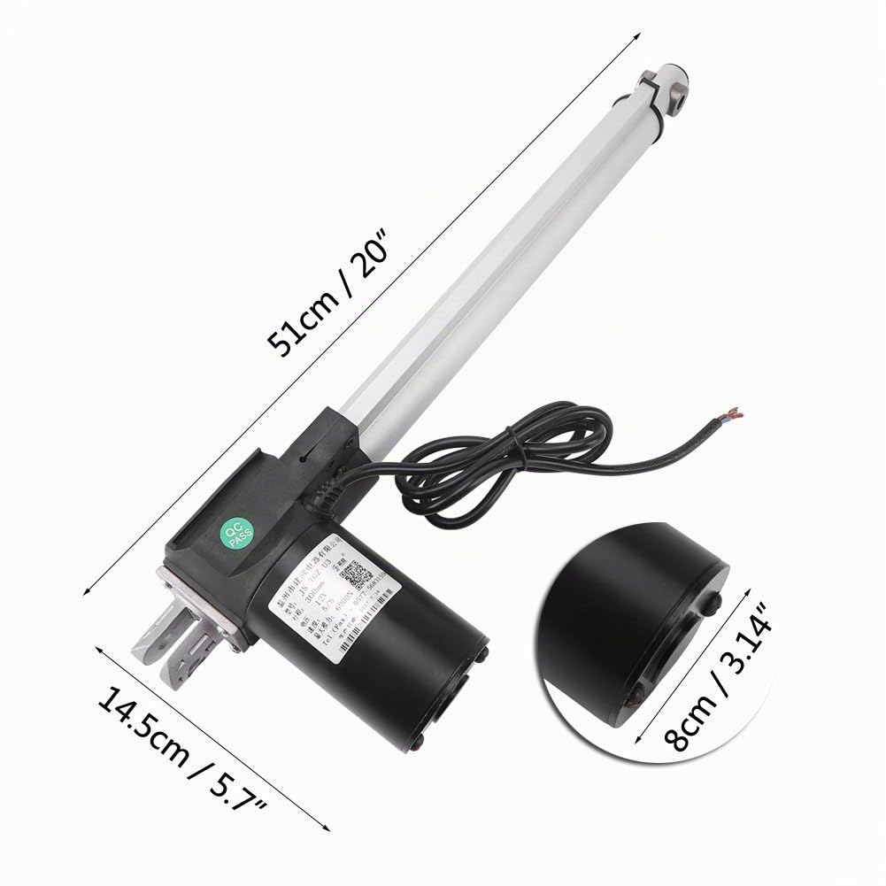 300mm / 11.81inch Actionneurs électriques de course, actionneur électrique linéaire DC 12V, actionneurs robustes 6000N / 1320LB Moteur électrique pour automobile, industriel