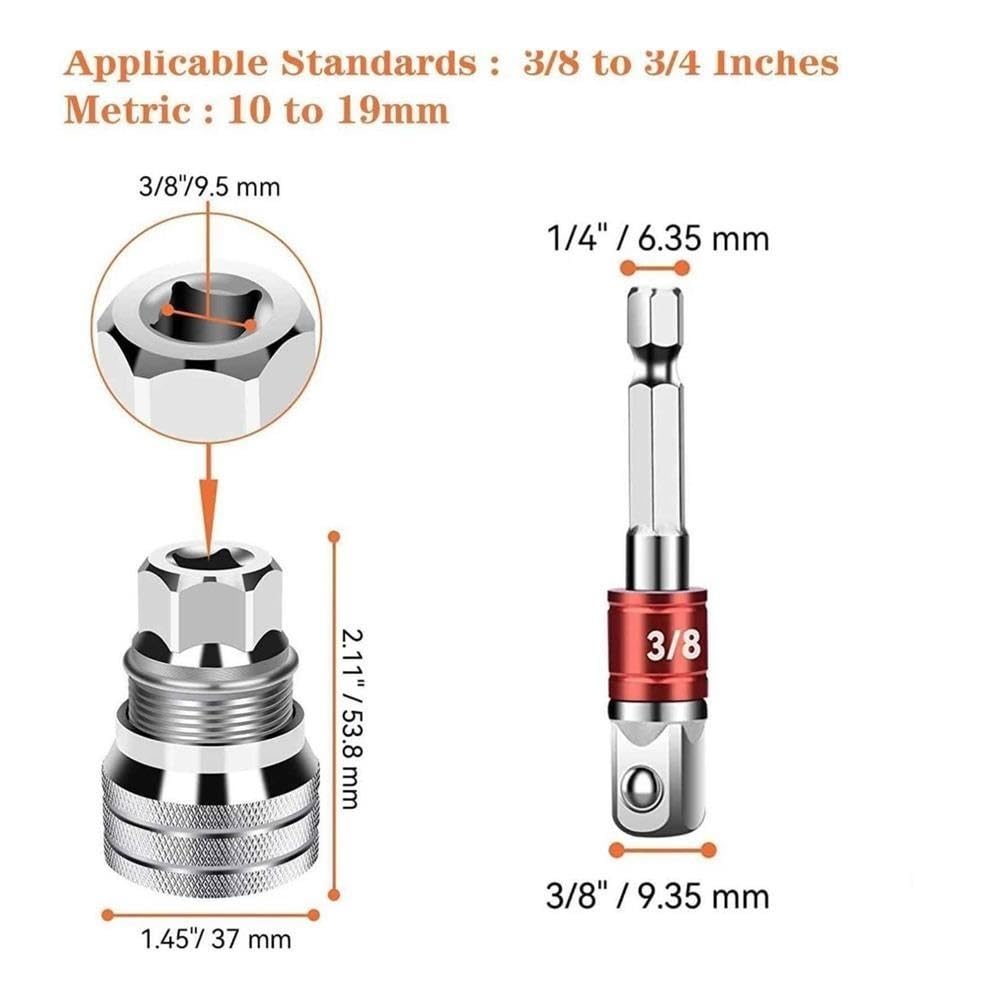 Bigbibi Adattatore a presa esagonale da 3 pezzi da 10-19 mm for riparazione fai da te con chiave elettrica