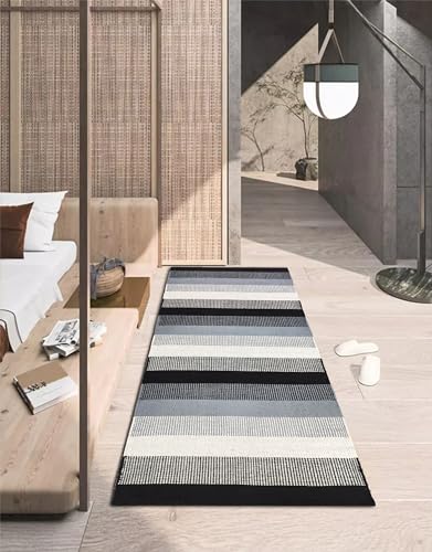 Image of Handwoven Cotton Carpet - 2x5 ft Runner for Hallway, Living Room & Patio with Natural Texture
