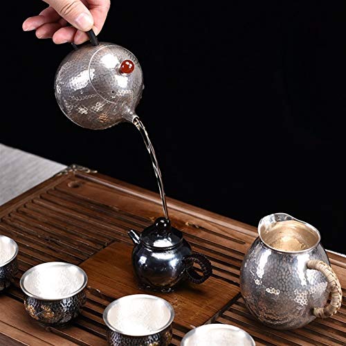 No-Branded Teiera d'Argento hkrstssxj Pentola Fatta a Mano Cinese Kungfu Teaketlettle Vecchia Cerimonia Teiera Set Acqua… - immagine 5