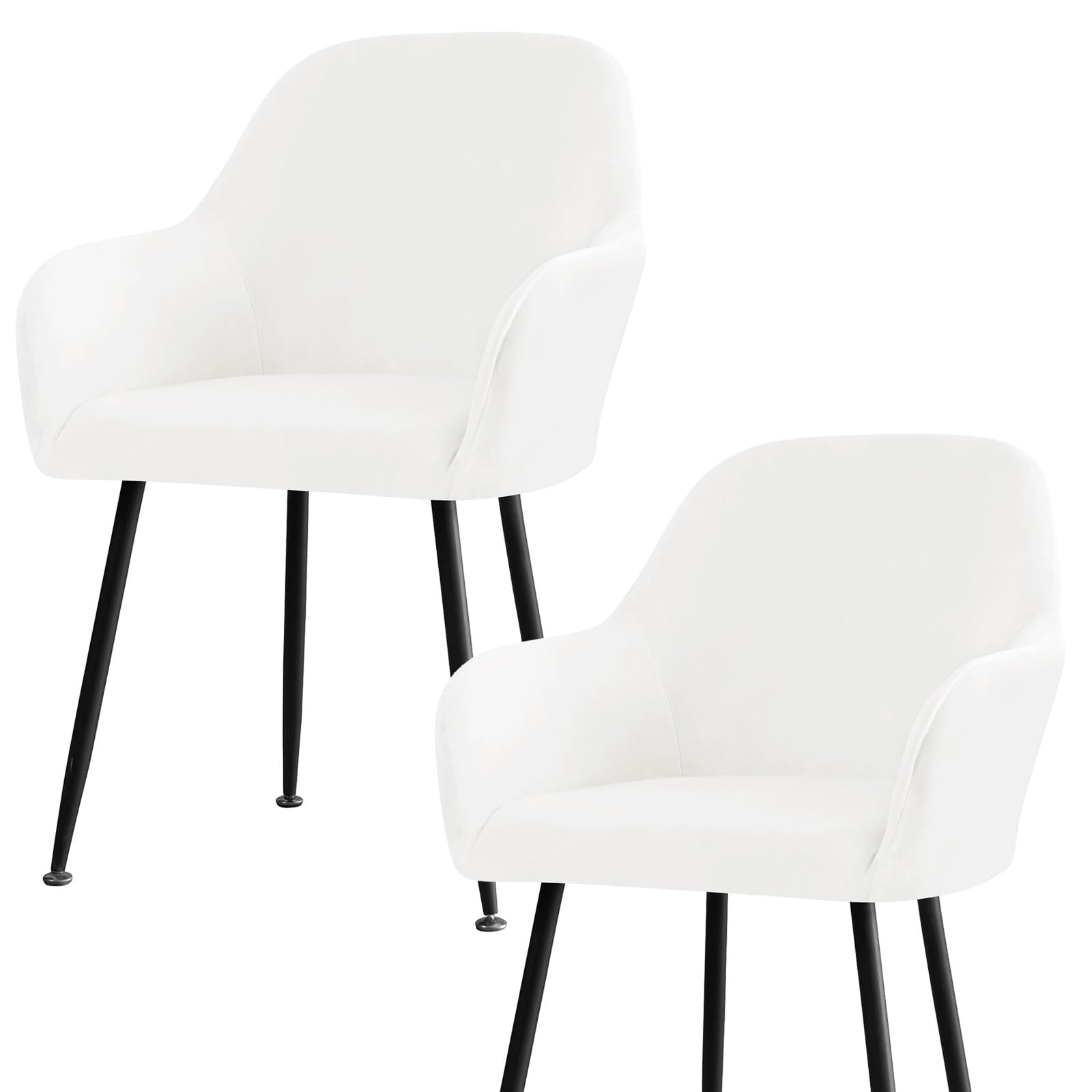Fundas de terciopelo para sillas de comedor con reposabrazos, fundas elásticas lavables para comedor, oficina, cocina, sala de estar, hotel y banquete (blanco crema, juego de 2)