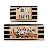 Artoid Mode Trick or Treat Happy Halloween Decorative Kitchen Mats Set of 2, Spooky Boo Holiday Part