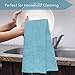 Set of 6 Kitchen Towels, Super Absorbent 100% Cotton Dish Towel for Drying Dishes, Dish Cloth, 18 x 28 in, with Hanging Loop, Waffle Weave Bar Towels & Tea Towels, Light Blue