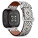 CJBROES Replacement Leather Watch Band, Compatible with Fitbit Versa 3 and Fitbit Sense of Wristband Bracelet Accessory - Black White Tribal