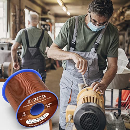 Emtel 16 AWG - 1 lb (129 ft) 99.9% Pure Copper Wire, Enameled Magnetic Wire for Motor, Transformer, Magnetic Coil, & Electroculture Gardening, Winding Magnet Wire - 220°C (428°F) Thermal Class