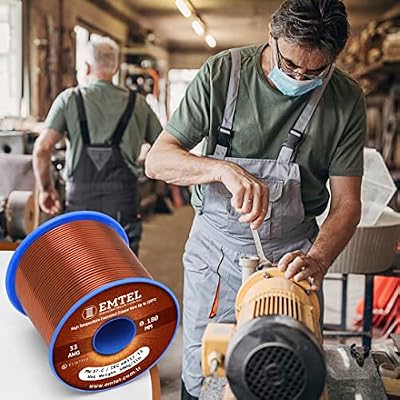 Emtel 15 AWG - 1 lb (101 feet) 99.9% Pure Copper Wire, Enameled Magnetic Wire for Motor, Transformer, Magnetic Coil, Electroculture Gardening, Winding Magnet Wire - 220C (428F) Thermal Class