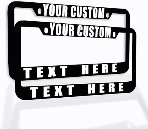 Speedy Pros Divertido marco de matrícula con texto personalizado de zinc, accesorios para automóvil, soporte para placa de matrícula, negro, 2 Negro