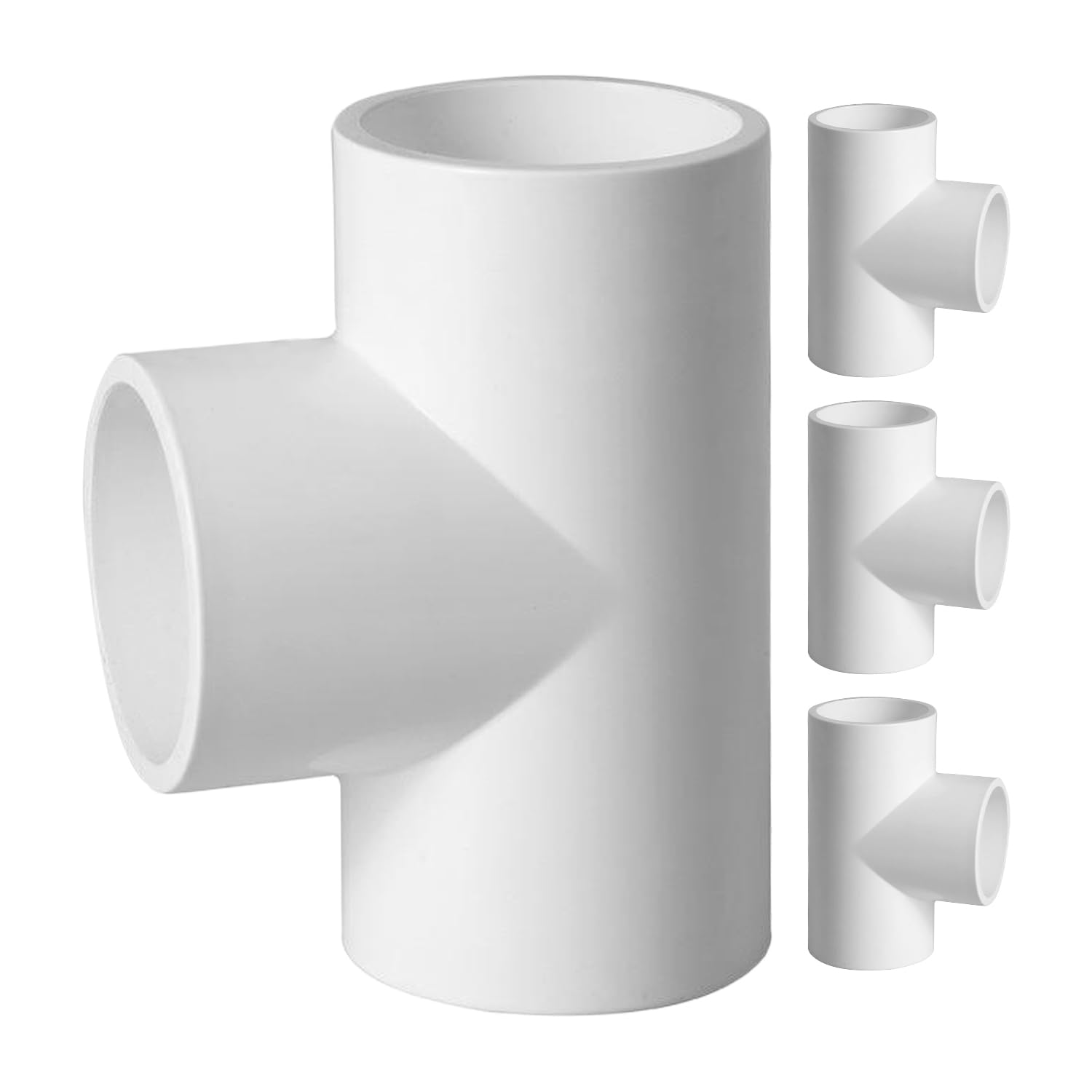 Ozmosis 4" PVC Pipe Three Way Socket Tee Joint for Water Hose Pressure Fittings, Schedule 40, White