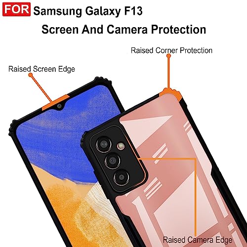 Image of Zapcase Back Case Cover for Samsung Galaxy F13 | Compatible for Samsung Galaxy F13 Back Case Cover | 360 Degree | Clear Case with Camera Protection | (TPU + PC | Matte Black)
