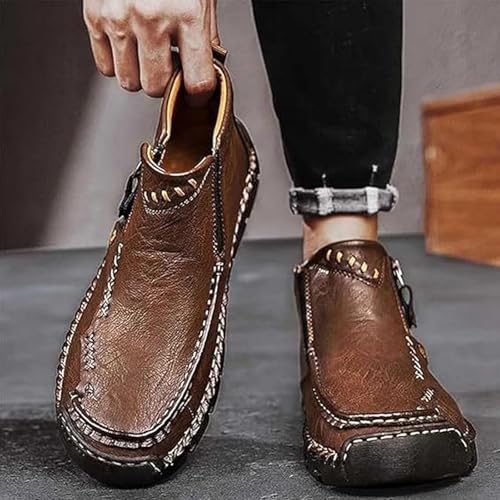 Stepthetop Motorcycle Boots Men, Men's Hand Stitched Motorcycle Boots, Wide Toe, Waterproof, For Work, Driving, Hiking4