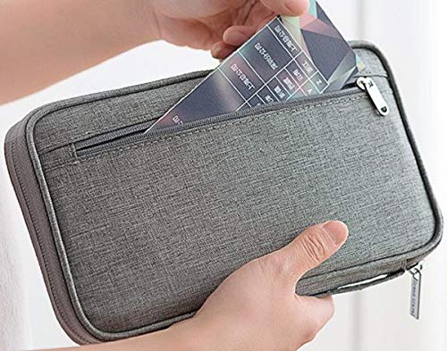 Carteira Porta Passaporte Pasta Organizador Com Divisórias Tamanho Familia p/Viagem (Cinza)