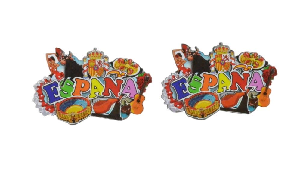 Aimants Espagne à offrir, design traditionnel espagnol en lot de 2 pièces colorées