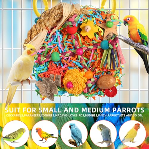 Bird toys, Parakeet Toys Bird Foraging Toys Grass Mat Climbing Wall for Parakeet,Parrot,Cockatiel,Conure,Lovebird,Budgie Cage Small to Medium Birds (twinkle star) - Image 4