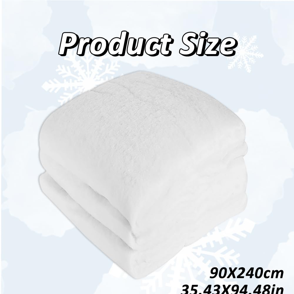 Tapis De Neige Artificielle 90x240 Cm - Décoration Noël Hiver, Polyester Blanc - 3