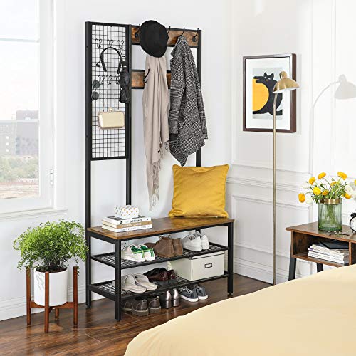 Appendiabiti Ingresso Con Panca E Scarpiera VASAGLE | 9 Ganci, 5 Ripiani, 40x120x190 Cm - Foto 3