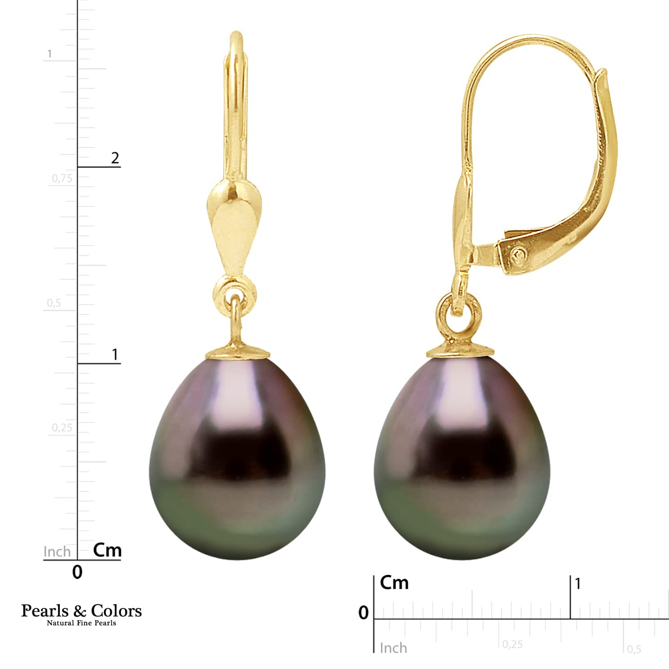 PEARLS & COLORS - Orecchini Pendenti in Oro di perle coltivate di Tahiti da 9-10 mm - Qualità A+ - Gioielli da donna