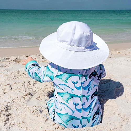 Jan & Jul Beach Bucket Hat For Baby Toddler With Strap (M: 6-24 Months, White) #TOP3