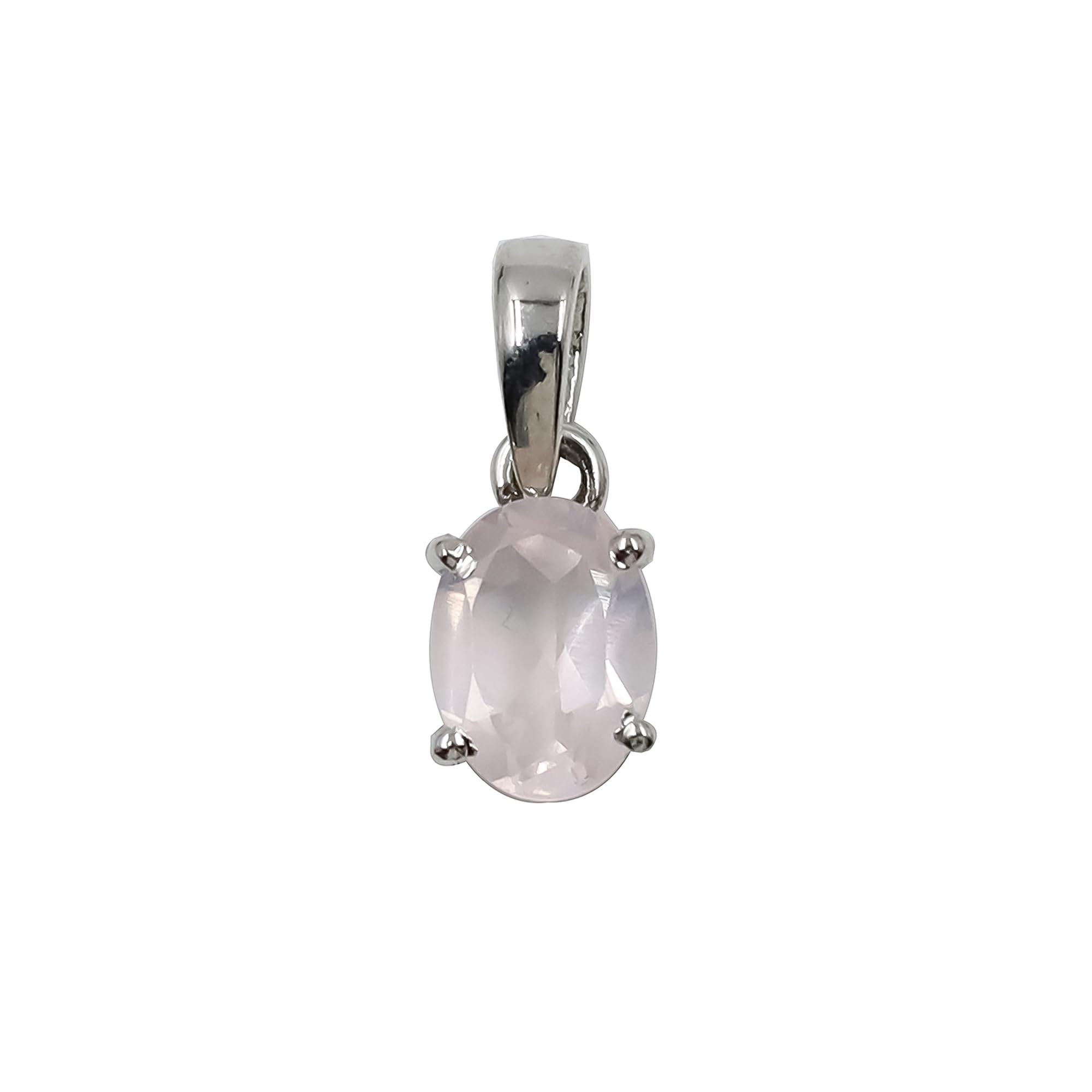 Collier breloques quartz rose anti-allergie en argent sterling 925 pour femme