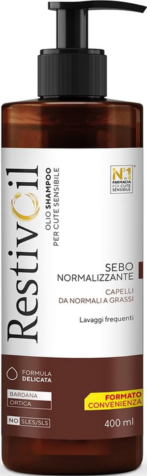 Restivoil Lavaggi Frequenti - Olio Shampoo Normalizzante Cute Sensibile, 400ml