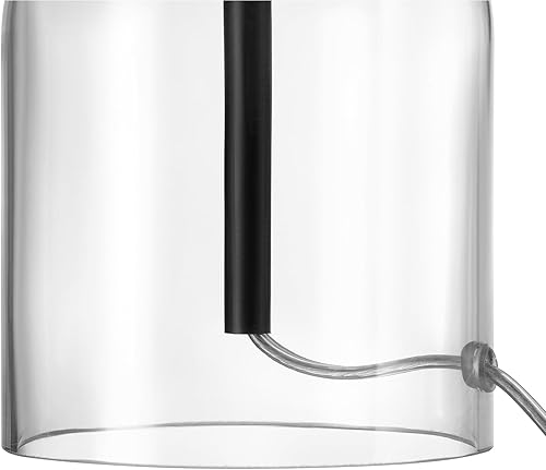 Miniatura 2 de GLOBE Lámpara de mesa eléctrica de 15 pulgadas, base de vidrio, negro mate, pantalla de lino blanco, interruptor giratorio en el enchufe, 61000141