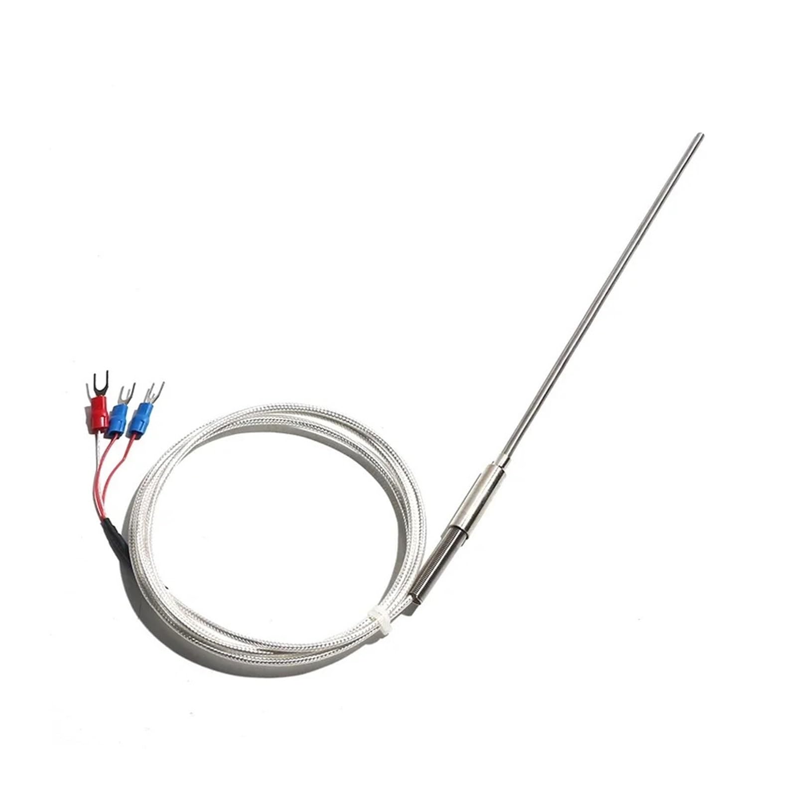 FULIMEI 2M PT100 Type Armored Temperature Sensor 100mm/150mm/200mm/300mm Flexible Probe DIA=3mm/4mm/5mm/6mm -50~+450℃(Probe 4x150mm)