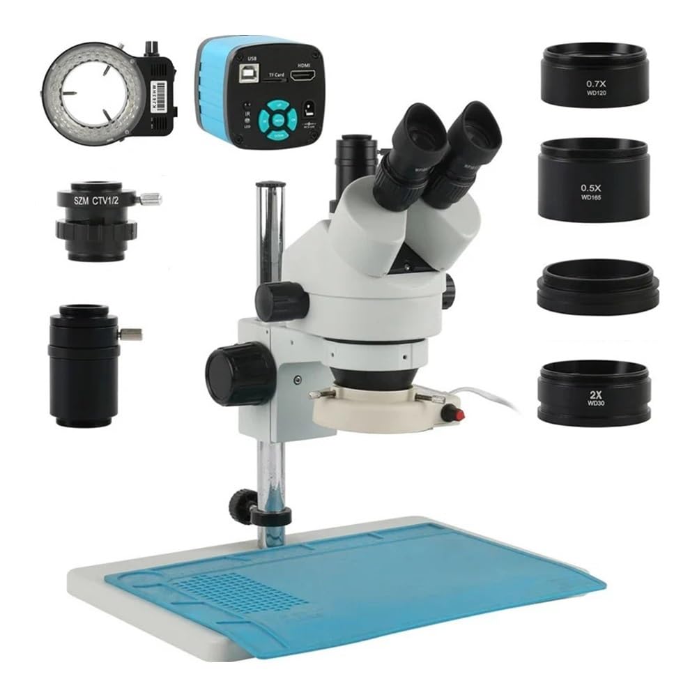 Microscope 3.5X-90X Trinocular Microscope Stereo Microscope +1080P 48mp 50mp HDMI USB VGA Video Camera 0.5X 2.0X Auxilliary Objective(48MP HDMI USB-2)