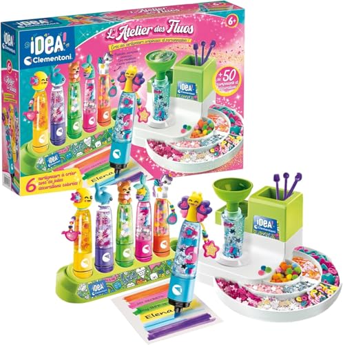 Clementoni | L’Atelier Des Fluos – Kit Créatif Pour Enfants 6 Ans+ | Crée Et Personnalise 6 Surligneurs | Activité DIY Fournitures Scolaires | Cadeau...
